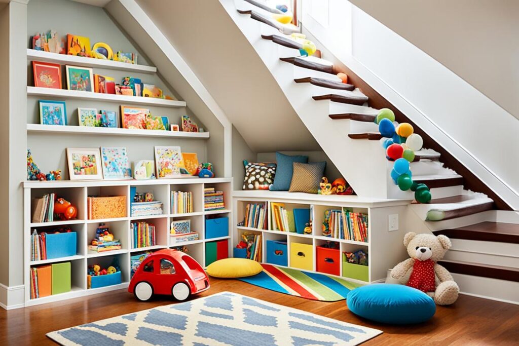 espace pour enfants sous escalier