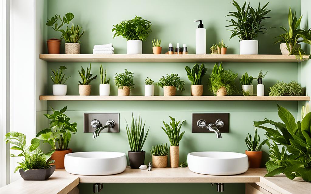 plantes dans une salle de bains